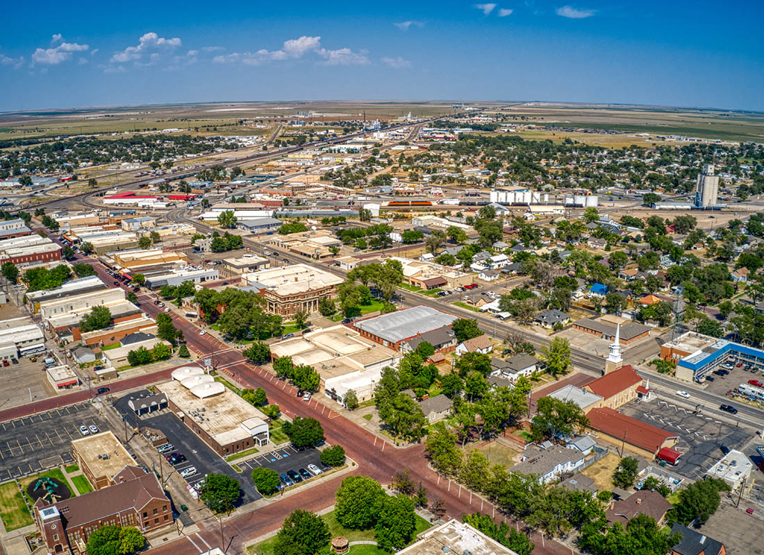 Dalhart, TX Insurance - Top View of City in Dalhart, Texas on a Beautiful Day